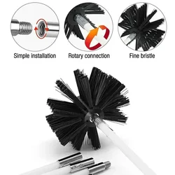 11 Piece Flexible Chimney Sweep Set | Flue Sweeping Brush & Rod Kit | Soot Cleaning Rods  Kit  Rods Nylon Brush