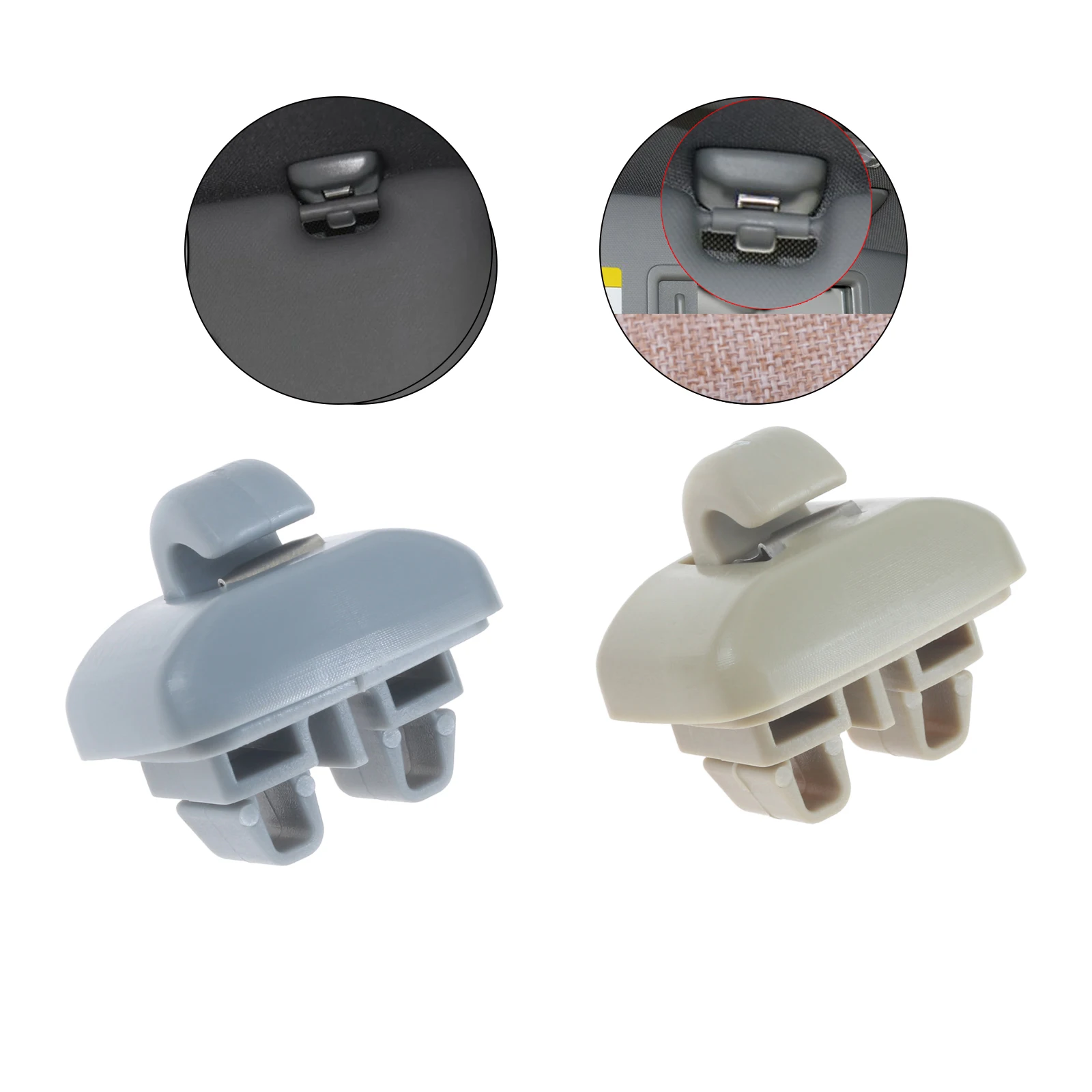 2Pcs Car Front Sun Visors Hook Bracket Clip Hanger Hook Retainers 4B0857562 4B0857563 for Audi TT A6 C5 2000 2005 Grey/Beige