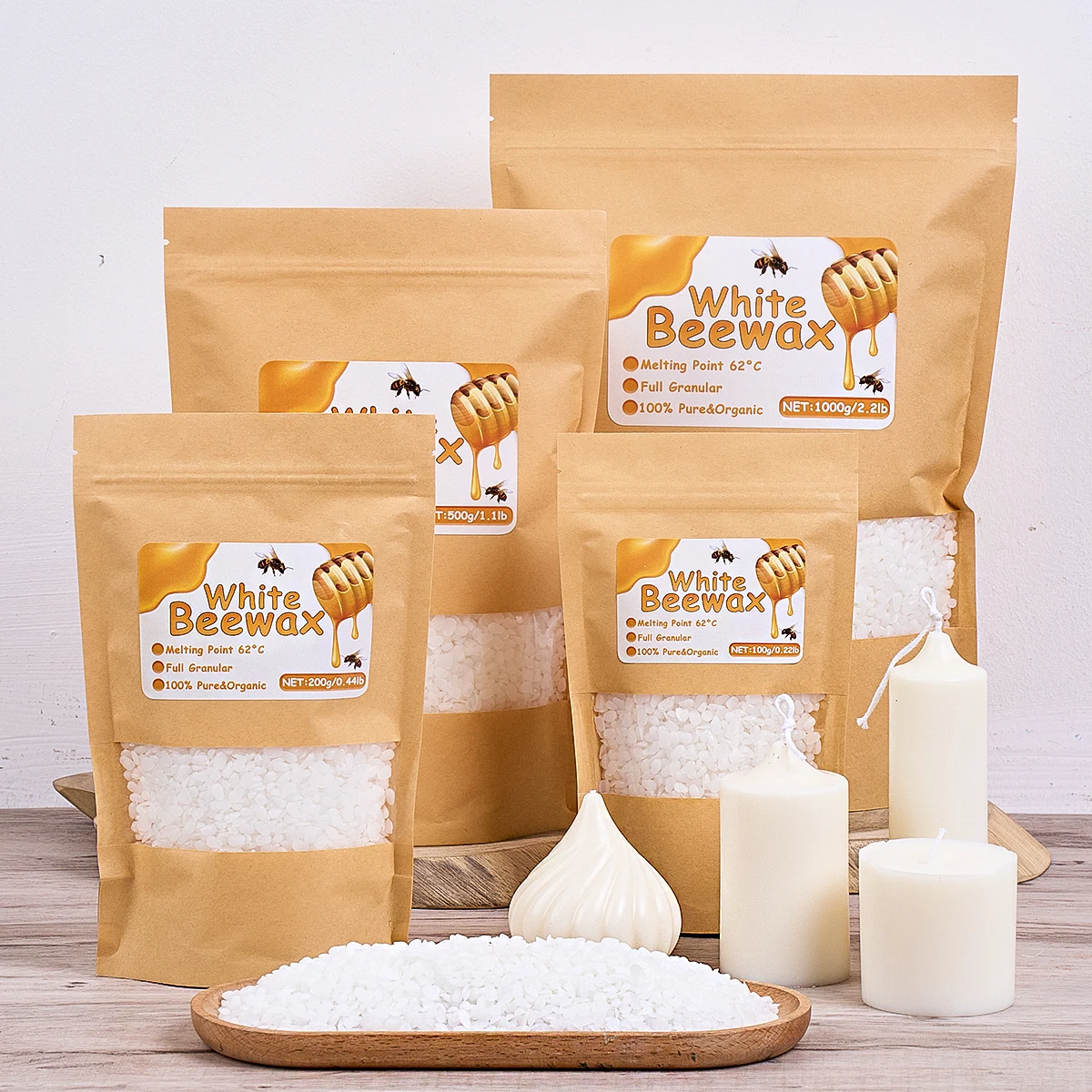 1000 جرام شمع العسل الأبيض الحبيبي مادة شمعة معطرة طبيعية نقية لتقوم بها بنفسك فتائل دخاني مواد صنع لوازم الحرف اليدوية