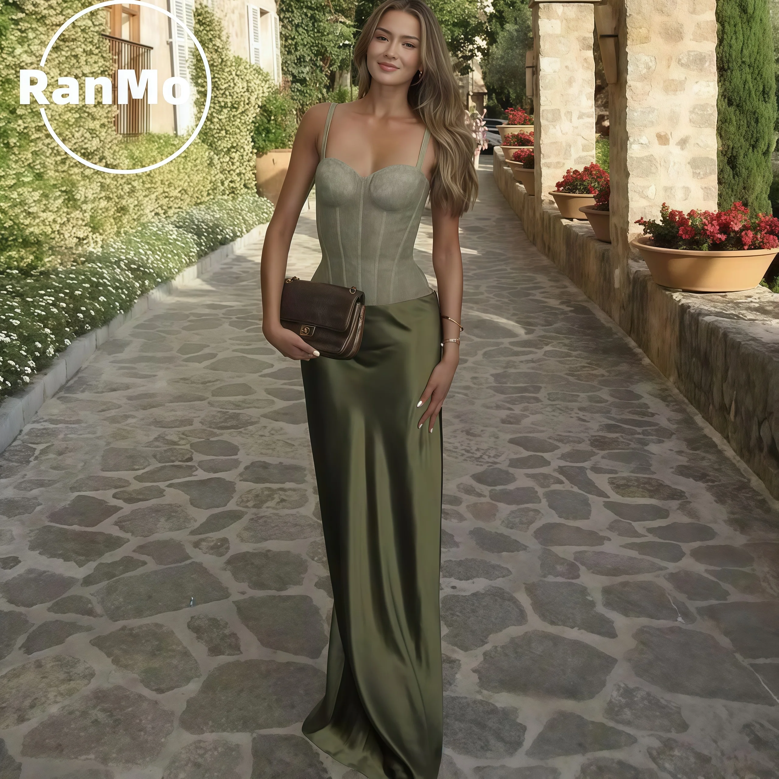 

Ranmo Elegant 2026 Spaghetti Strap A-Line Prom Dresses Satin Formal Occasion Lace Pleat Evening Gowns Sleeveless Customized