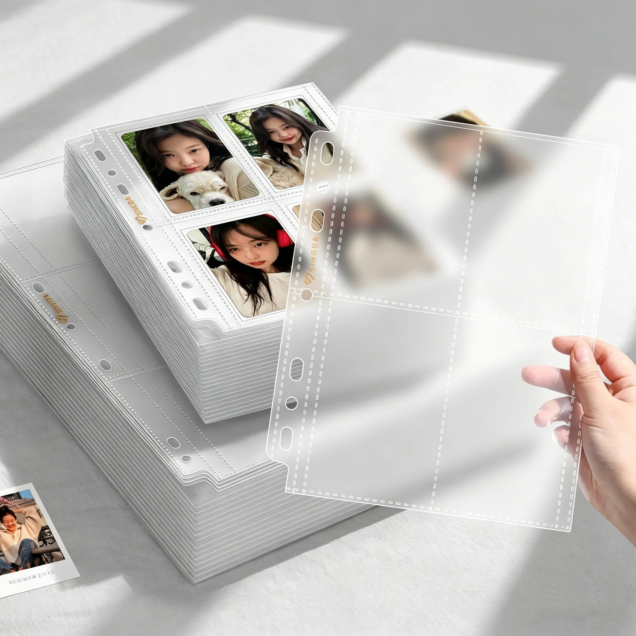 Matte Photocard Pages for A5/A4 Binder, Kpop 3 Inch Photocards Holder Binder Sleeves Acid Free, 4/9 Pocket Photo Album Refills
