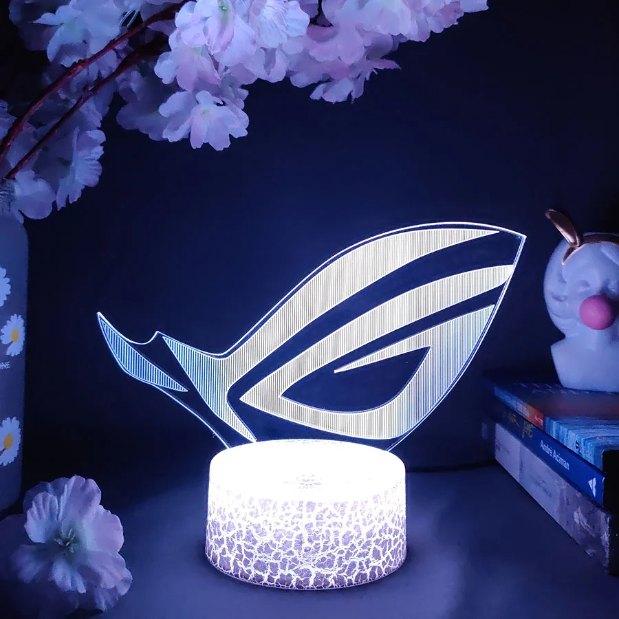 ROG-Lampe LED 3D Cool Gaming Logo Lamp, Luminaire Décoratif d\'Nik, Idéal pour une Salle de Jeu ou une Chambre à Coucher