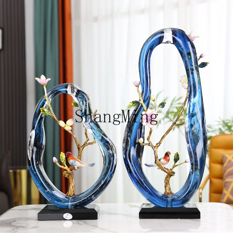 

FG enamel blue transparent streamer ornament modern irregular living room desktop decoration artwork