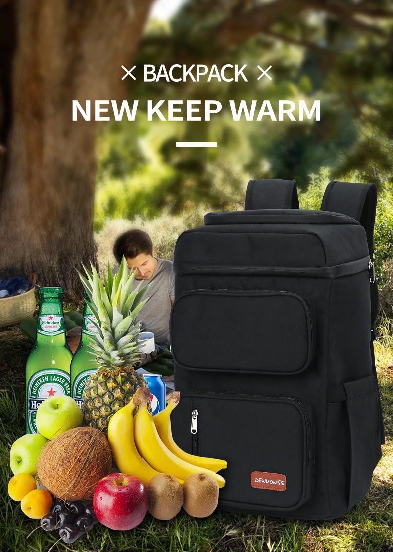 Thermo-Picknick-Kühlrucksack mit großer Kapazität, Outdoor-Camping-Mahlzeit mit Flaschenöffner, 100 % auslaufsichere, isolierte Bierkühltaschen – Detail 1