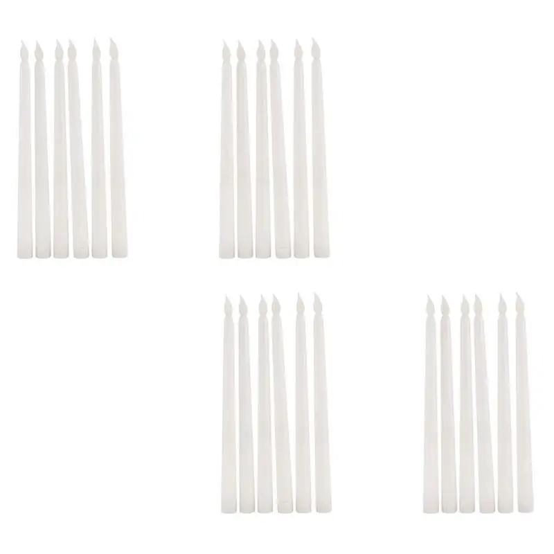 SOFT-24Pcs LED Taper Candle For Dinner, Flickering Flameless Tapered Battery Operated Table Settings Weddings Birthday