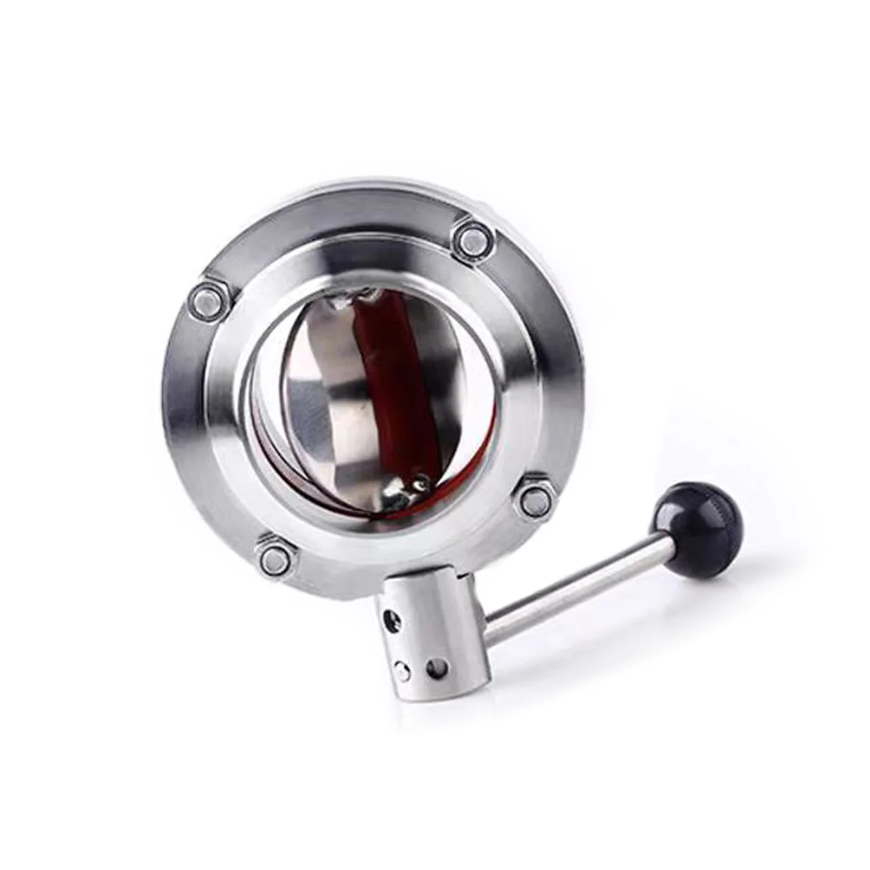 الفولاذ المقاوم للصدأ لحام صحي صمام فراشة يدوي الغذاء الصف النظافة صمام فراشة لحام