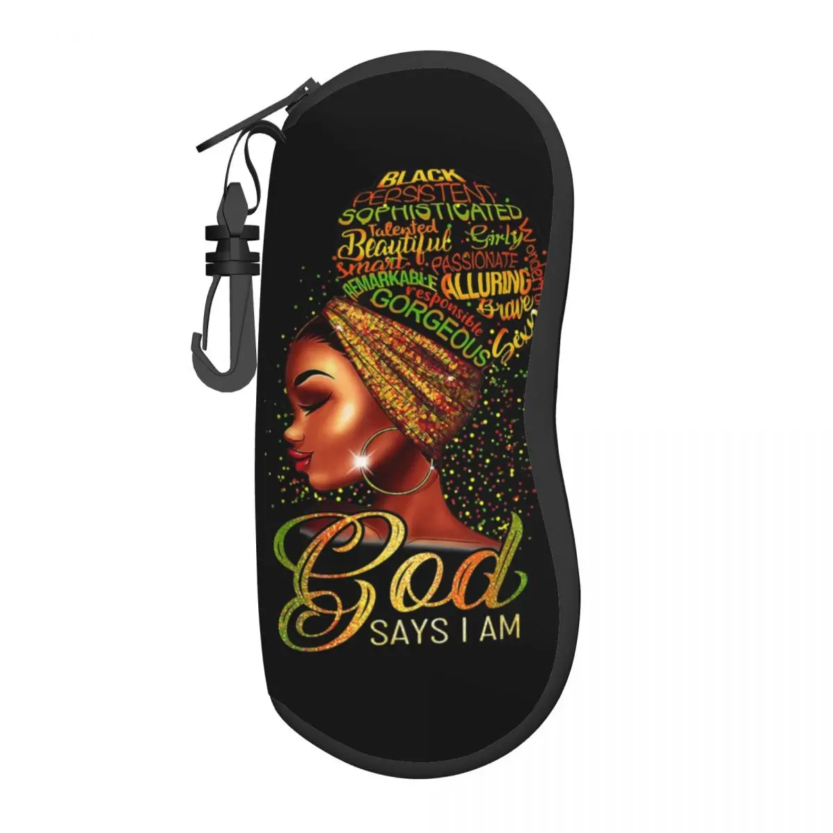 

African American Girl Shell Eyeglasses Protector Cases Cute Sunglass Case God Says I Am Black Pride Glasses Pouch