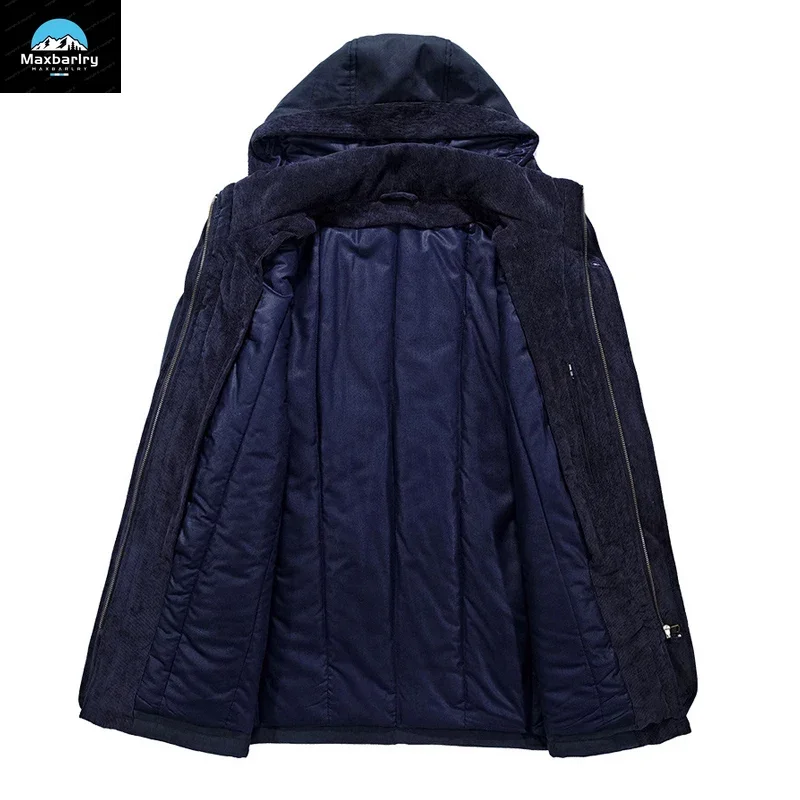 Casacos Multibolso Destacáveis para Homens, Casaco Quente Grosso, Forro de Cashmere, Blusão Exterior, Qualidade Parkas, 2 em 1, L-4XL, Inverno