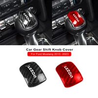 Cubierta de perilla de palanca de cambios de coche, accesorios embellecedores de cabeza para Ford Mustang 2015 2016 2017 2018 2019 2020 2021 2022 2023 de fibra de carbono