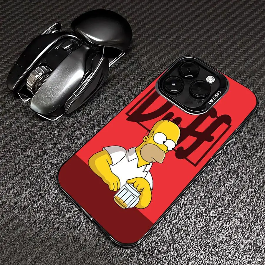 Cartoon The Simpson Case For Apple iPhone 15 11 16 13 14 Pro Max 12 15 Plus 11Pro Matte Lens Protect Plating Phone Cover