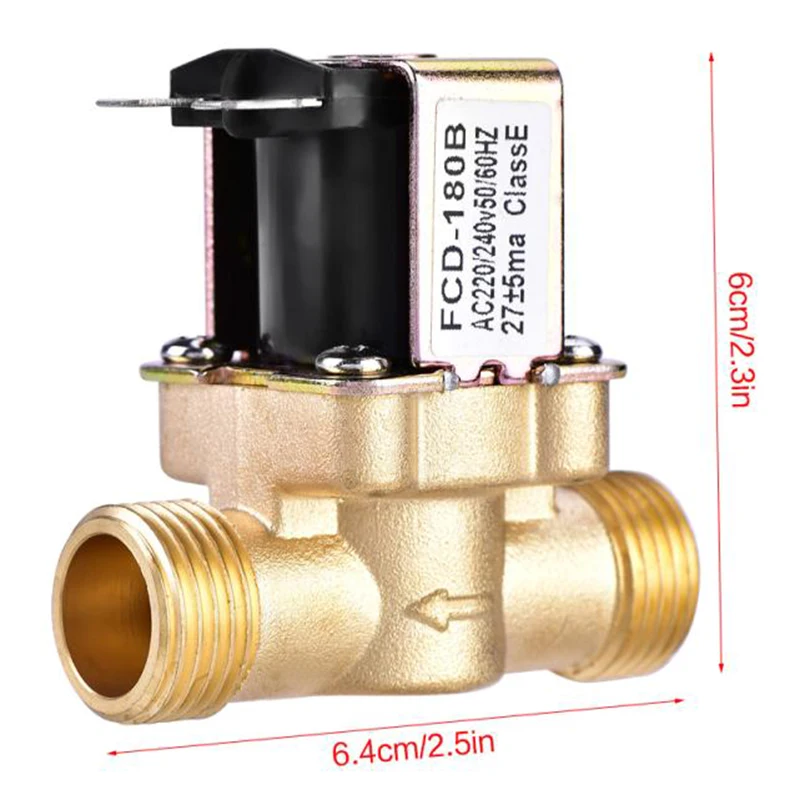 AC220V Electric Solenoid Magnetic Valve Normally Closed Brass Valves for Water Control 1/2Inch