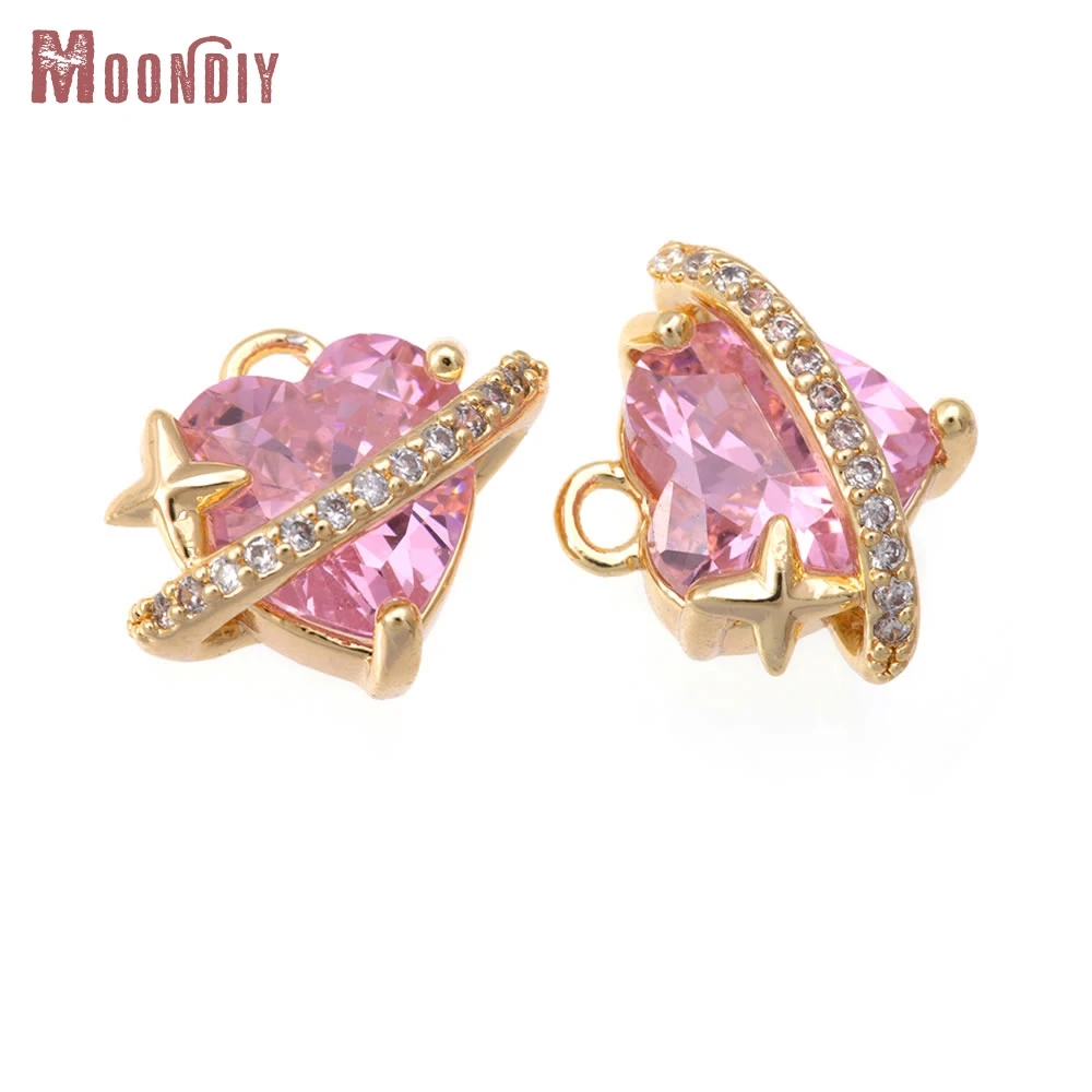 

2 шт., 18-каратное золото, латунь, циркон, подвески в форме сердца, подвески, высокое качество, ожерелье «сделай сам», серьги, подвески, аксессуары для изготовления ювелирных изделий