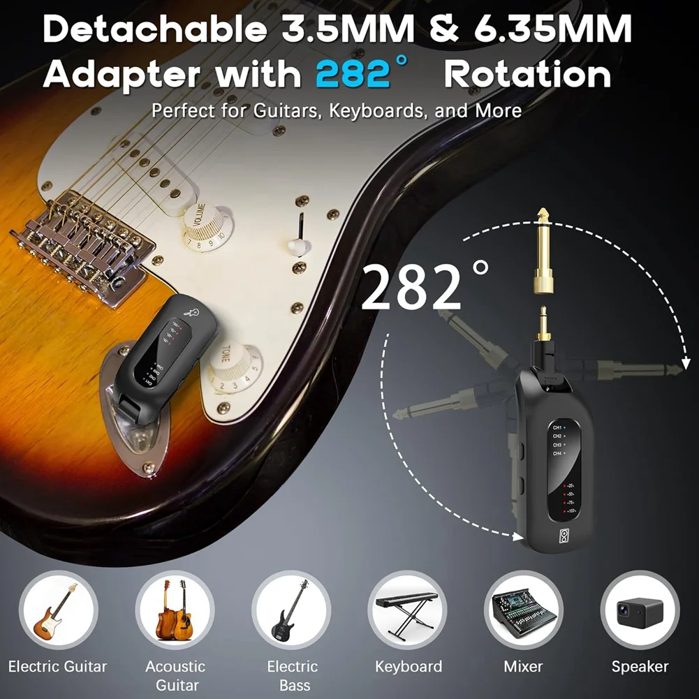 

ABSQ-5.8Ghz Wireless Guitar Audio System Rechargeable Transmitter And Receiver Electric Guitar Bass Parts Guitar Accessories