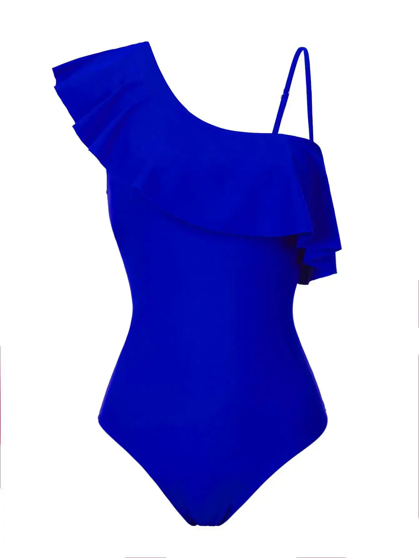 One-piece Women Royal Blue Swimwears Vintage Swimsuit Set Beach Dress Vacation Style Wear Maxi Wrapped Skirt
