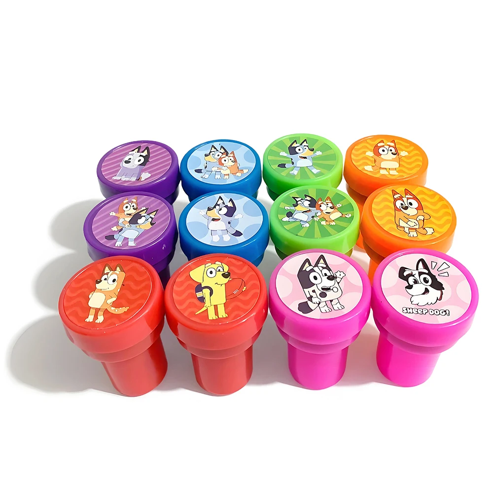 12 قطعة/المجموعة/مجموعة ألعاب البنغو الزرقاء ختم الجوارب المحظوظة الكعك أنيمي الشكل الطباعة الملونة الكرتون البريد هدية للأطفال #2