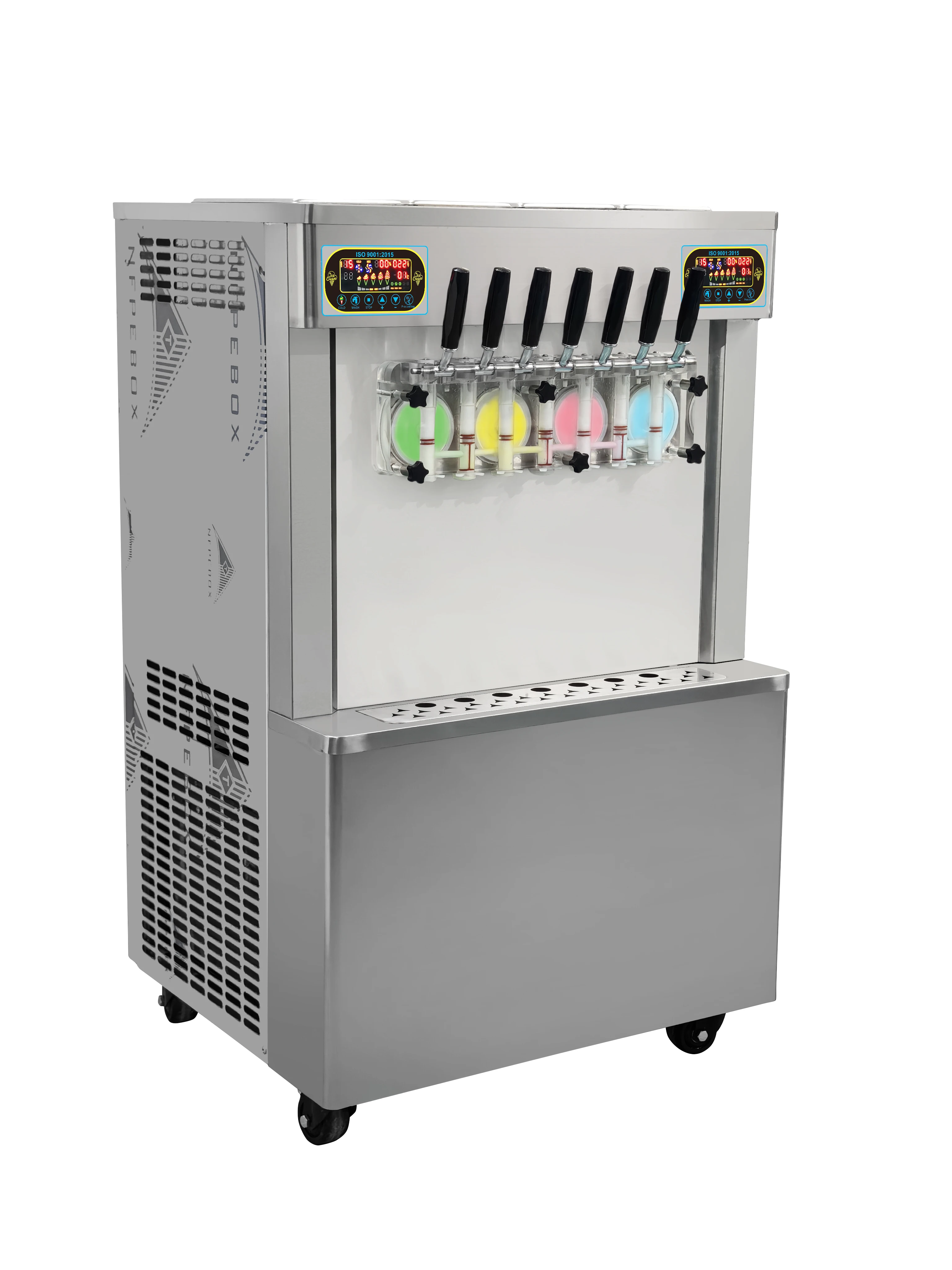 New Commercial Soft Ice Cream Machine 4+3 mixed Serve Yogurt Maker 7 Flavors Ice Cream Maker