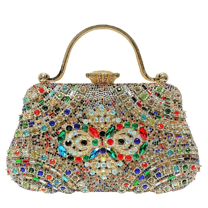 

Роскошные блестящие вечерние клатчи со стразами для женщин, красивый цветочный дизайн, сумка с бриллиантами, вечерние кошелек с драгоценными камнями