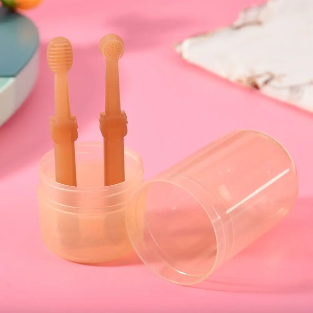 High Quality Silicone Soft Bristle Toothbrush Toddler Oral Care with Cover Infant Toothbrush Oral Cleaner BPA Free Tongue Brush