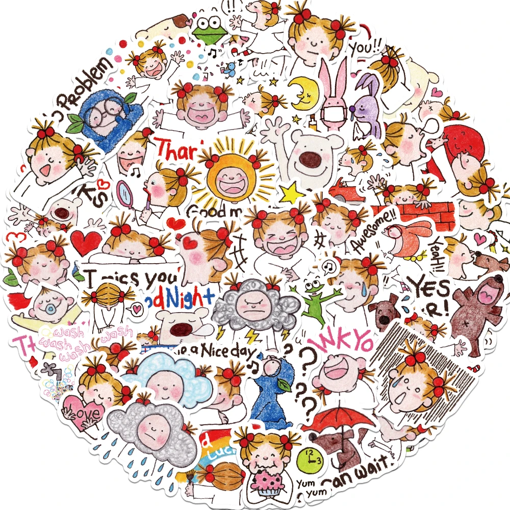 60pcs Cute Anime Kawaii Coco Sauce Girl Stickers for DIY Kids Notebook Phone Luggage Guitar Laptop Refrigerator Decals Graffiti