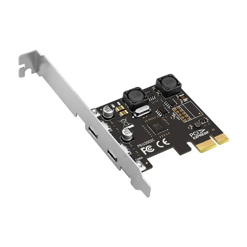 PCI Express X1 To USB 3.0 5Gbps 2-Port Type C Expansion Card Hub Adapter Controller VIA Chip For Desktop PC-A31R