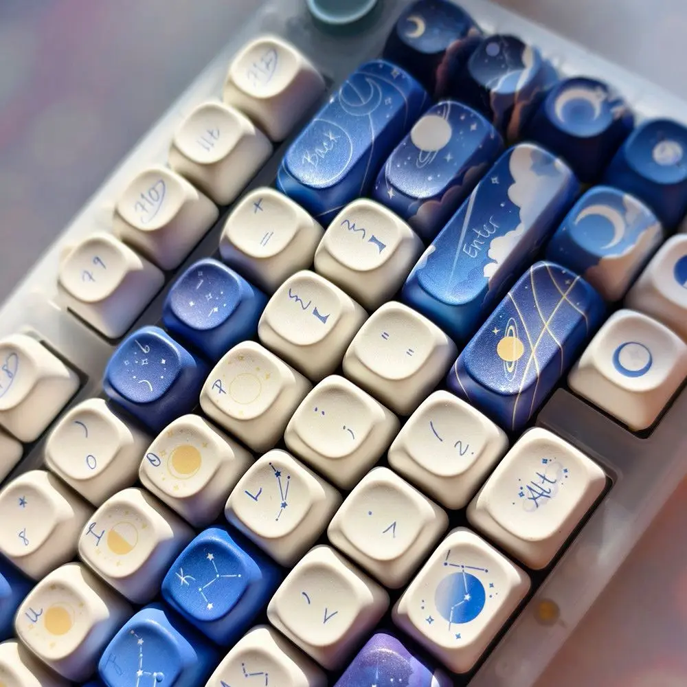 Full Sky and Stars Transparent Keycap Blue Original PBT Round Ball Adapted to Customized Mechanical Keyboard
