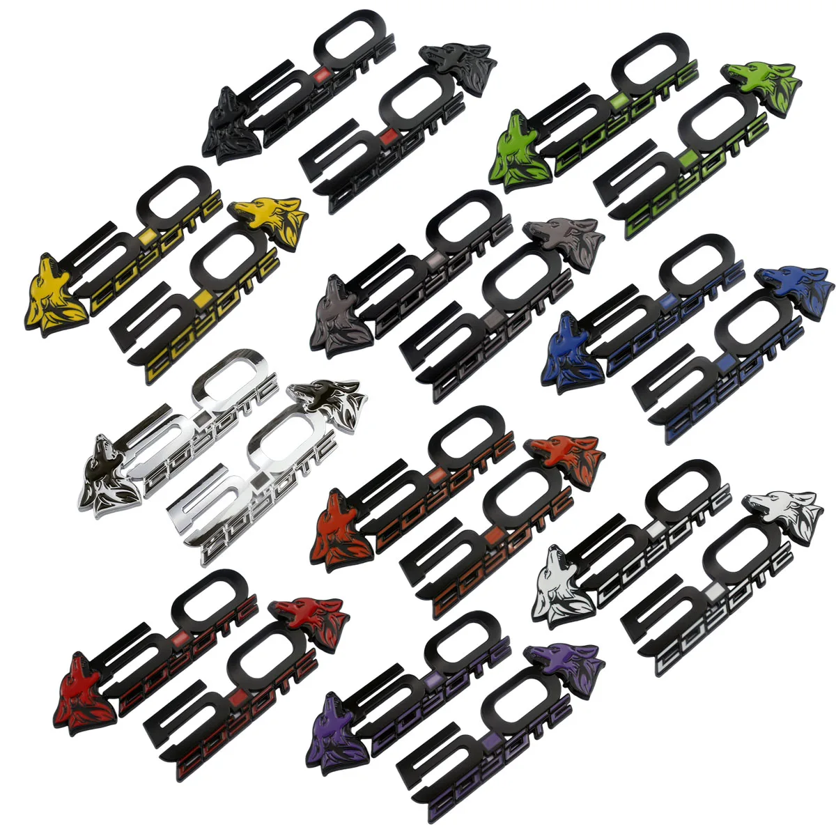 1 زوج سيارة معدنية 5.0 ذئب ماخ شارة شعار شعار الشارات ملصق لفورد موستانج الظلام الحصان شيلبي GT GT350 GT500 اكسسوارات #5