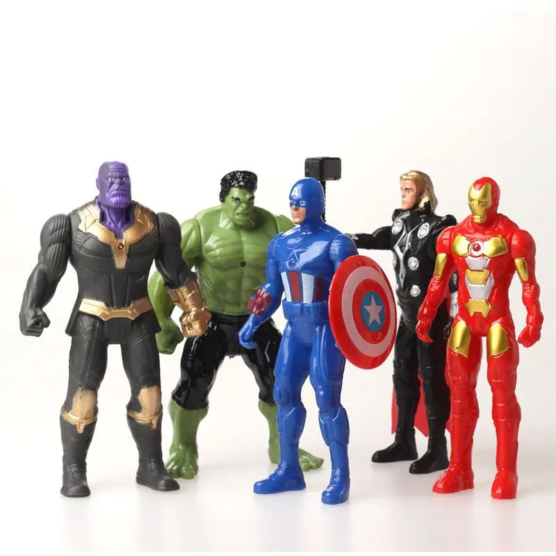 Figuras móviles luminosas de Los Vengadores, Thanos, Iron Man, Spider-Man, Hulk, modelo personalizado creativo, adornos, juguetes para niños