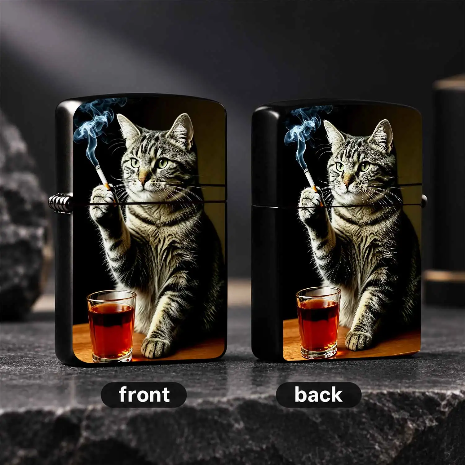 Creative Tabby Cat Pattern Decorative Lighter, Stylish Whimsical Feline Design Accessory, Versatile For Daily Gathering Bar Leisure Scenarios, Unique Chic Gift Choice For Friends, Exquisite Crafted Distinctive Desktop O A Humorous And Inter