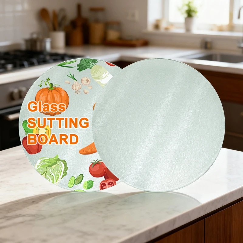 

20pcs Free Shipping USA Warehouse Diameter 20cm Round Sublimation Blank Glass Cutting Board Chopping Board Wang