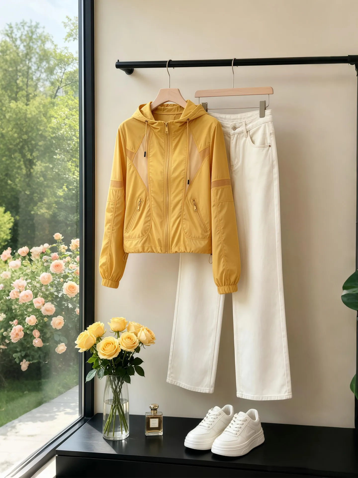

Stylish Pure Color Hooded Jacket Women's Summer Thin Sun Protection Top Breathable Long Sleeve Zipper Closure Commute Style