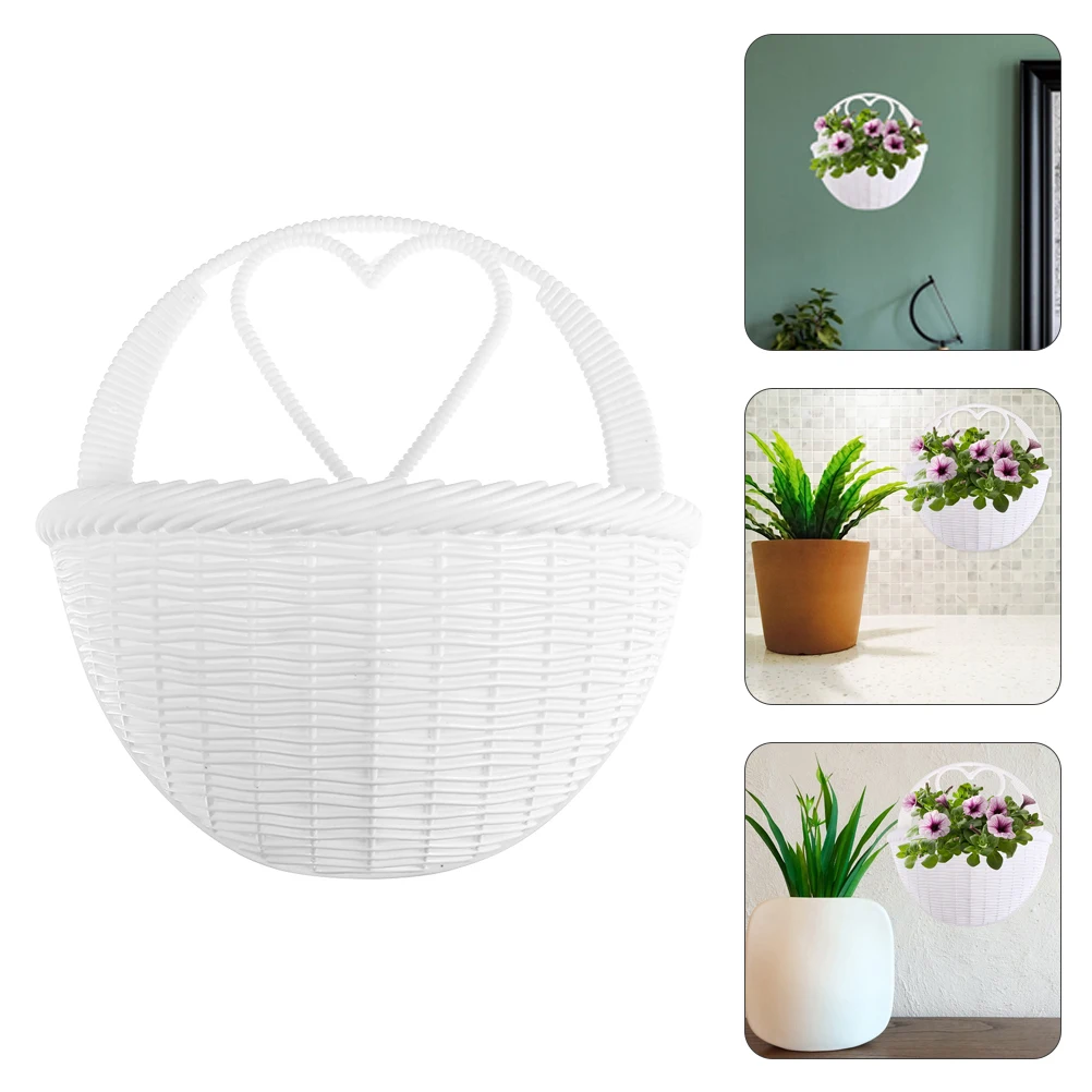 

4 Pcs Plastic Wall Hanging Flower Baskets Retro Flowerpot Hanging Space Saving Decorative Indoor Flower Holders for Home
