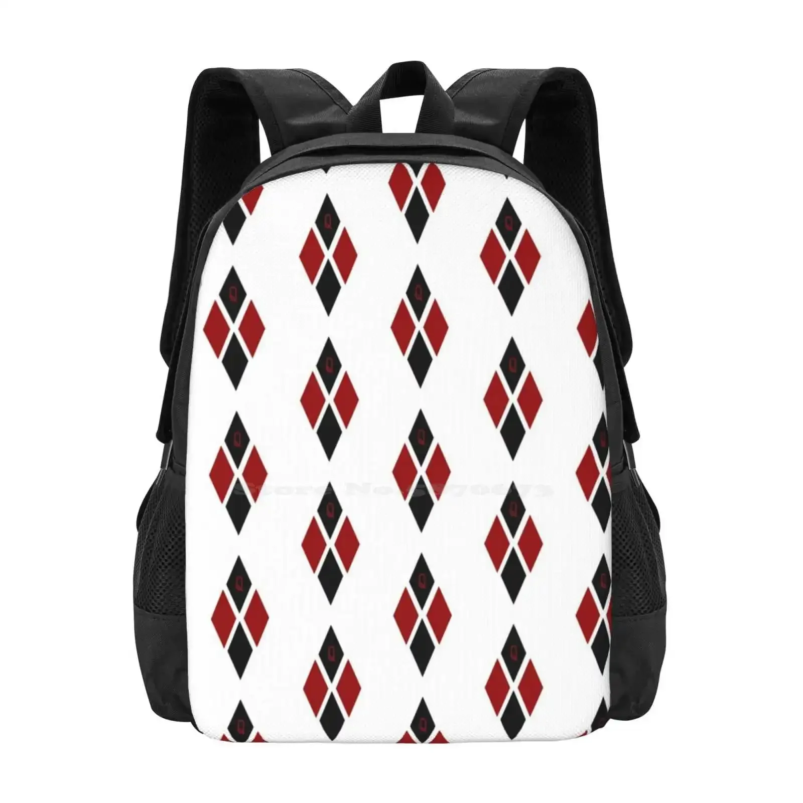 

For Queen Pattern Design Laptop Travel School Bags Cute Red Black Fan Art Queen Diamonds