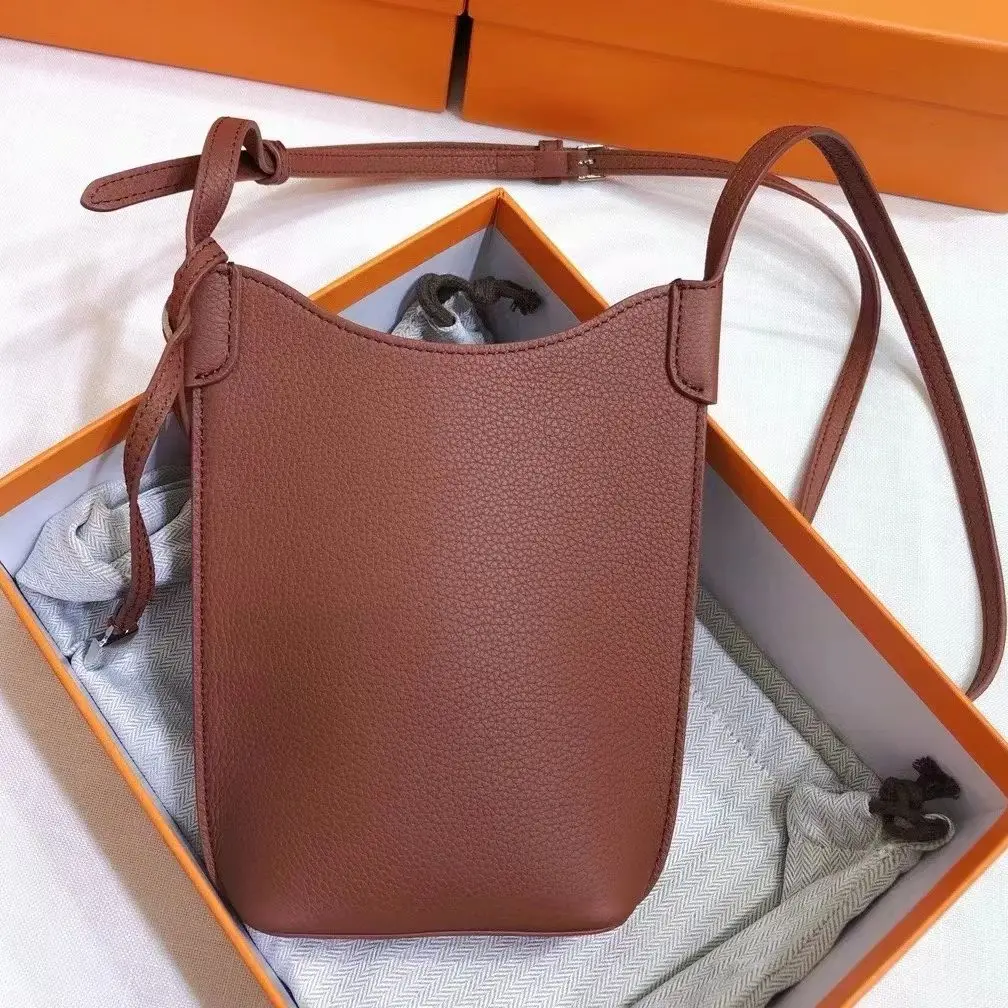 2024 New Brand Design Fashion TOGO Cowhide Shoulder Crossbody Mobile Phone Bag Light Luxury Casual All-match Mini Bags For Women