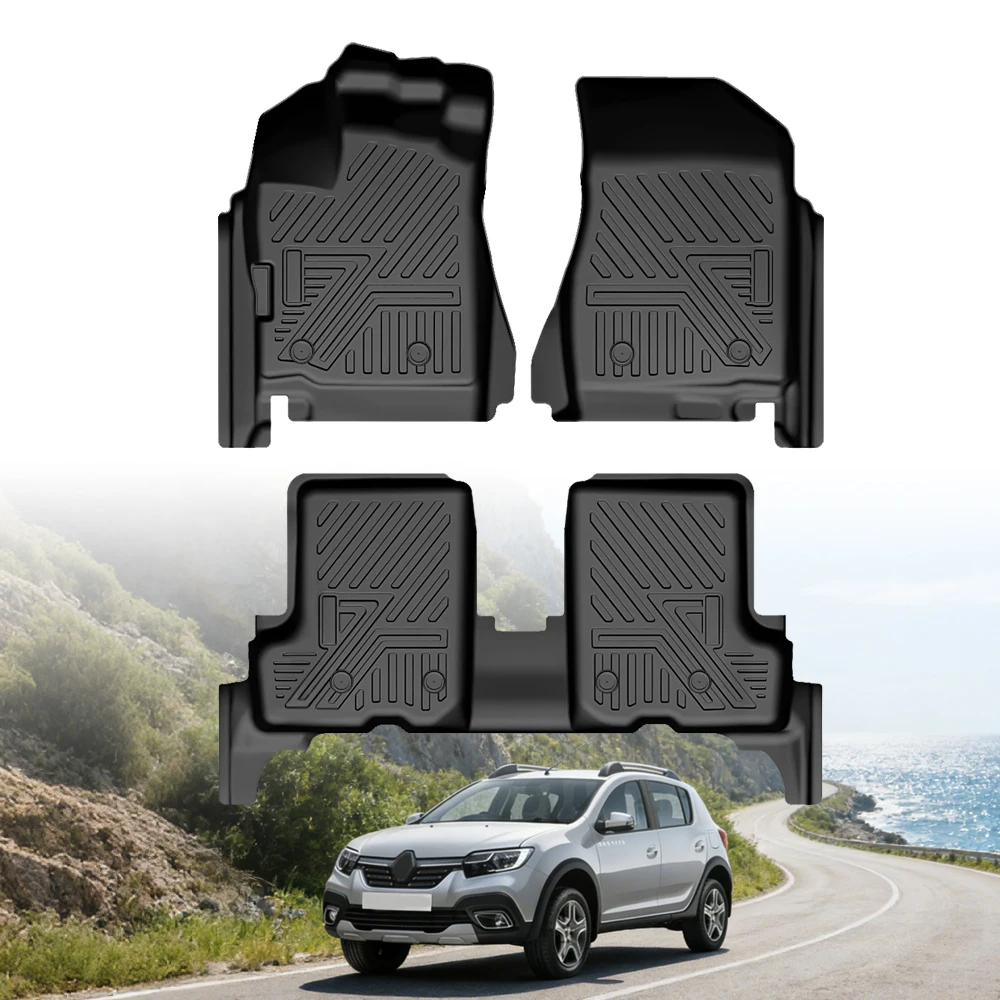 KQXLuxury All-weather Double-layer Multicolored TPE 5D Car Floor Mat Specifically Designed for Renault SANDERO-STEPWAY 2016-2026