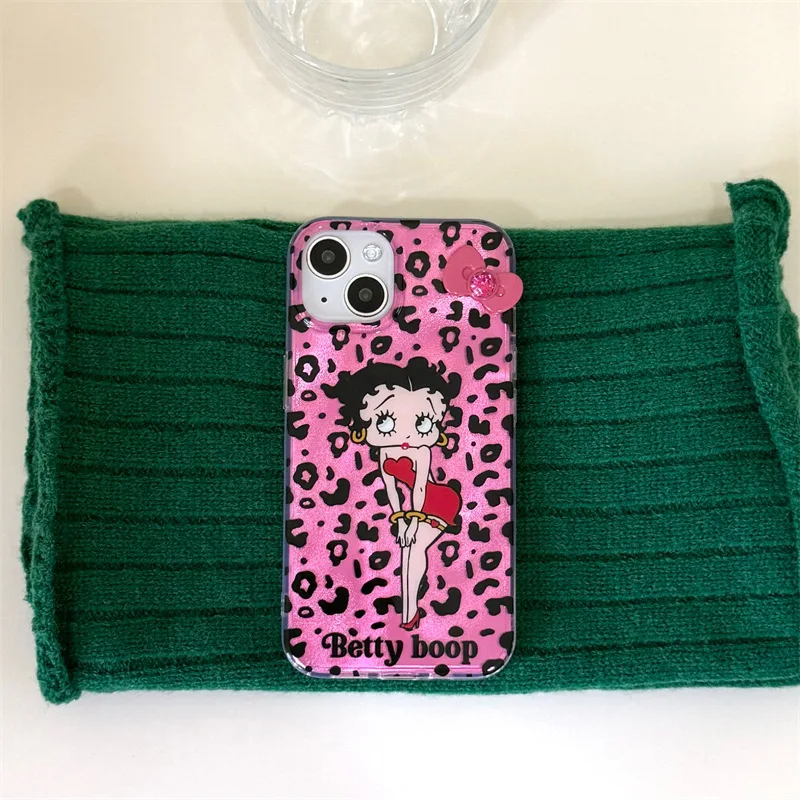 Leopard Print Cartoon Girl Phone Case Cover for IPhone 13 14 15 Pro Max Shockproof Cases for IPhone 15 Pro Max Case