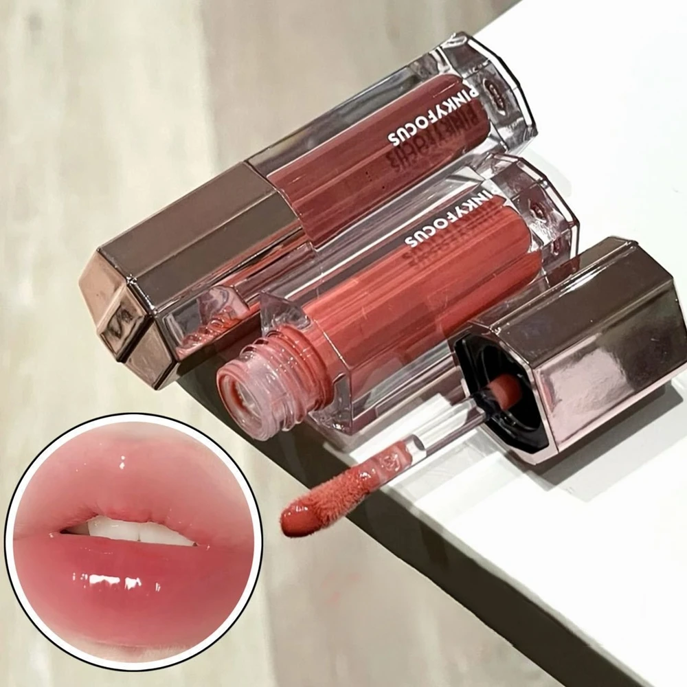 Brown Glitter Lip Glaze Lasting Shimmer Mirror Water Lip Gloss Waterproof Jelly Plumping Lipstick Make Up Moisturizing Lip Tint