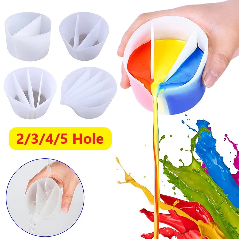 2/3/4/5 Grids Silicone Color Mixing Split Cups for DIY Pigment Diversion Paint Pouring Fluid Art Crafts Drawing Making Tools