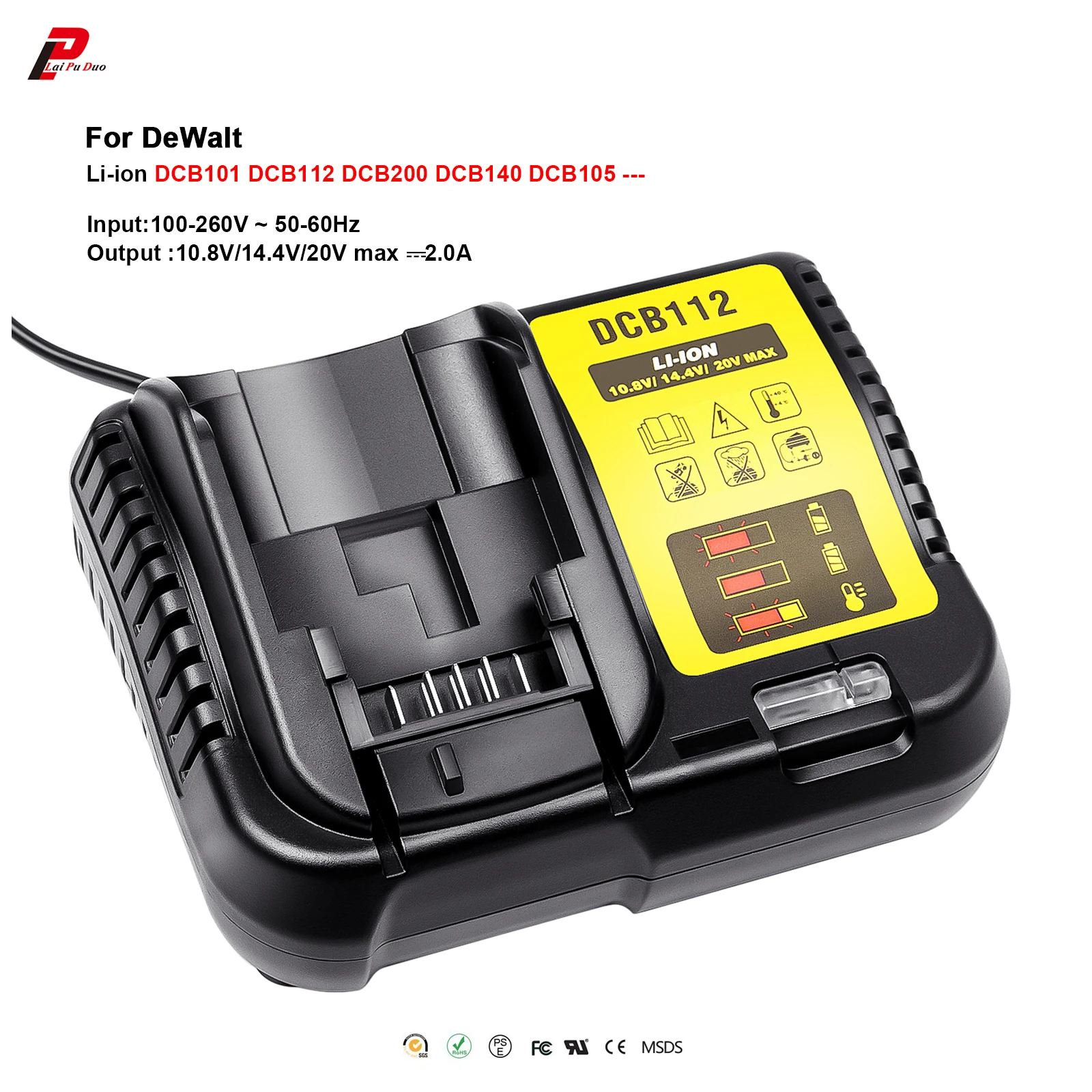 Imagem -06 - Carregador de Bateria Li-ion para Dewalt Dcb105 Dcb112 Dcb200 Dcb101 Dcb140 Dcb105 Dcb105 Dcb112 10.8v 12v 14.4v 18v
