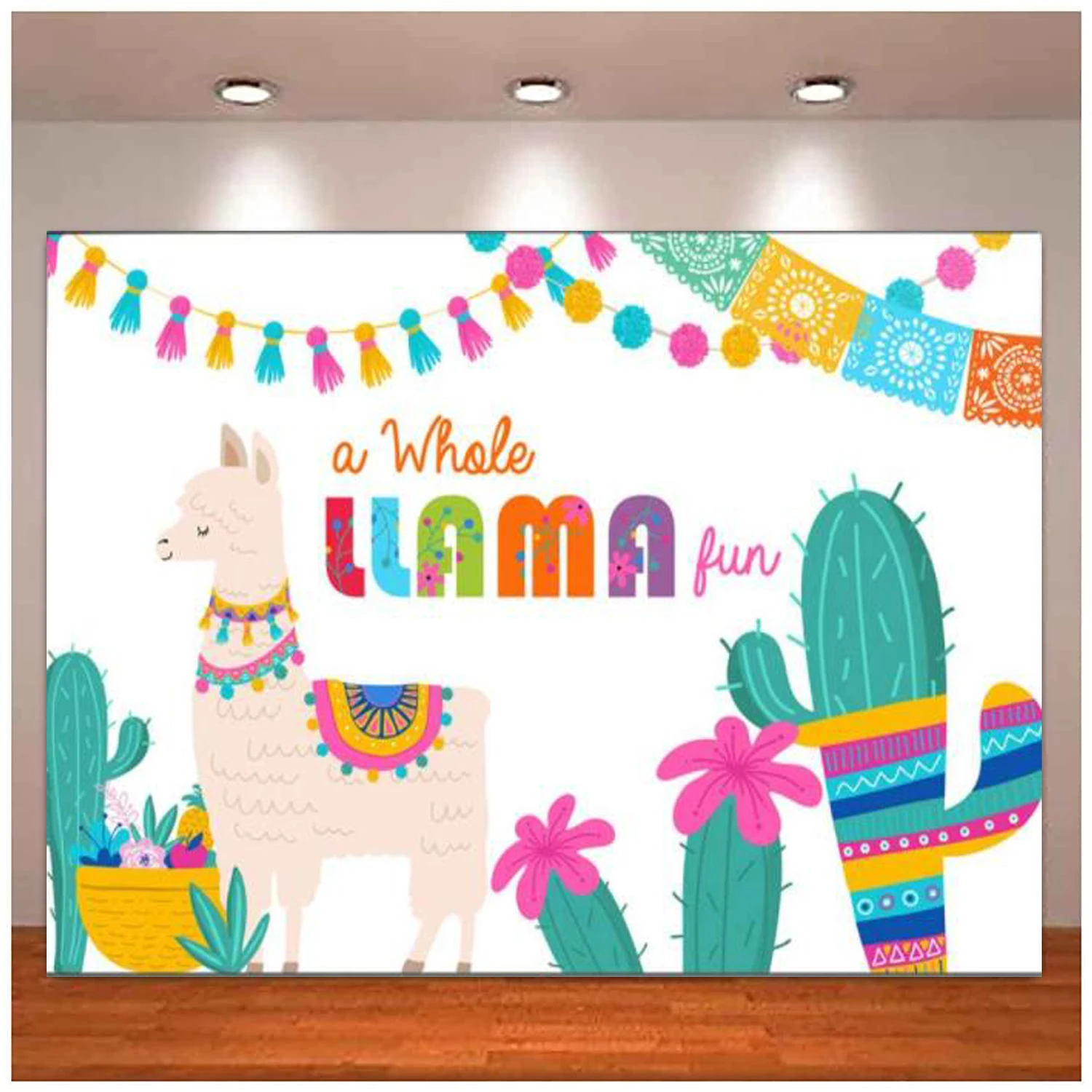 Photography Backdrop A Whole Llama Fun Birthday Decoration Party Cactus Below Mexican Theme Background For Baby Shower Supplies