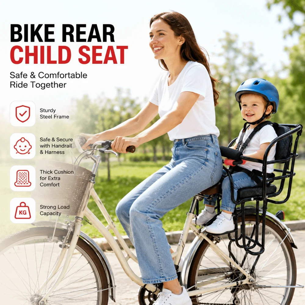 

Rear-mounted ‌Unisex Safety Seat Saddle Pedal Easy Installation ‌Unisex Bicycle Seat for MTB Adjustable Armrest E-Bike Seat