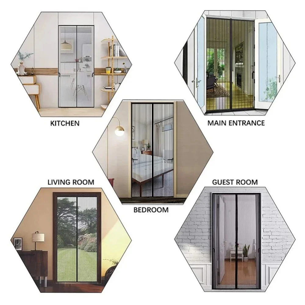 Automatic Closing Door Mesh Curtain Anti Mosquito Netting Door Screen Universal Magnetic Mesh Curtain Ventilation Dustproof Net