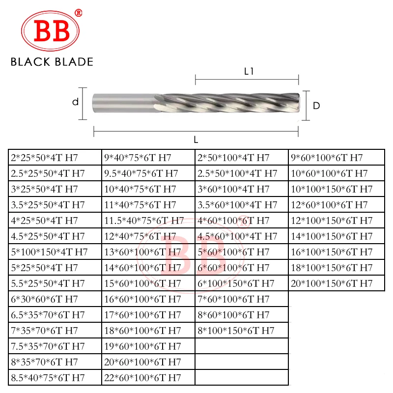 BB 100mm Long Length Carbide Reamer Spiral Flute Uncoated H7 BF2045