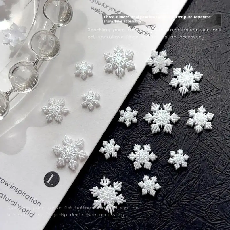 50 قطعة عيد الميلاد المختلط الأبيض الثلوج مسمار الفن حجر الراين مجسمة الراتنج مسمار أجزاء اكسسوارات مسمار سحر DIY الديكور #1