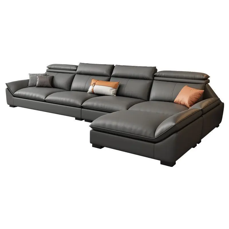 

Italian minimalist leather sofa, living room, corner combination latex sofa