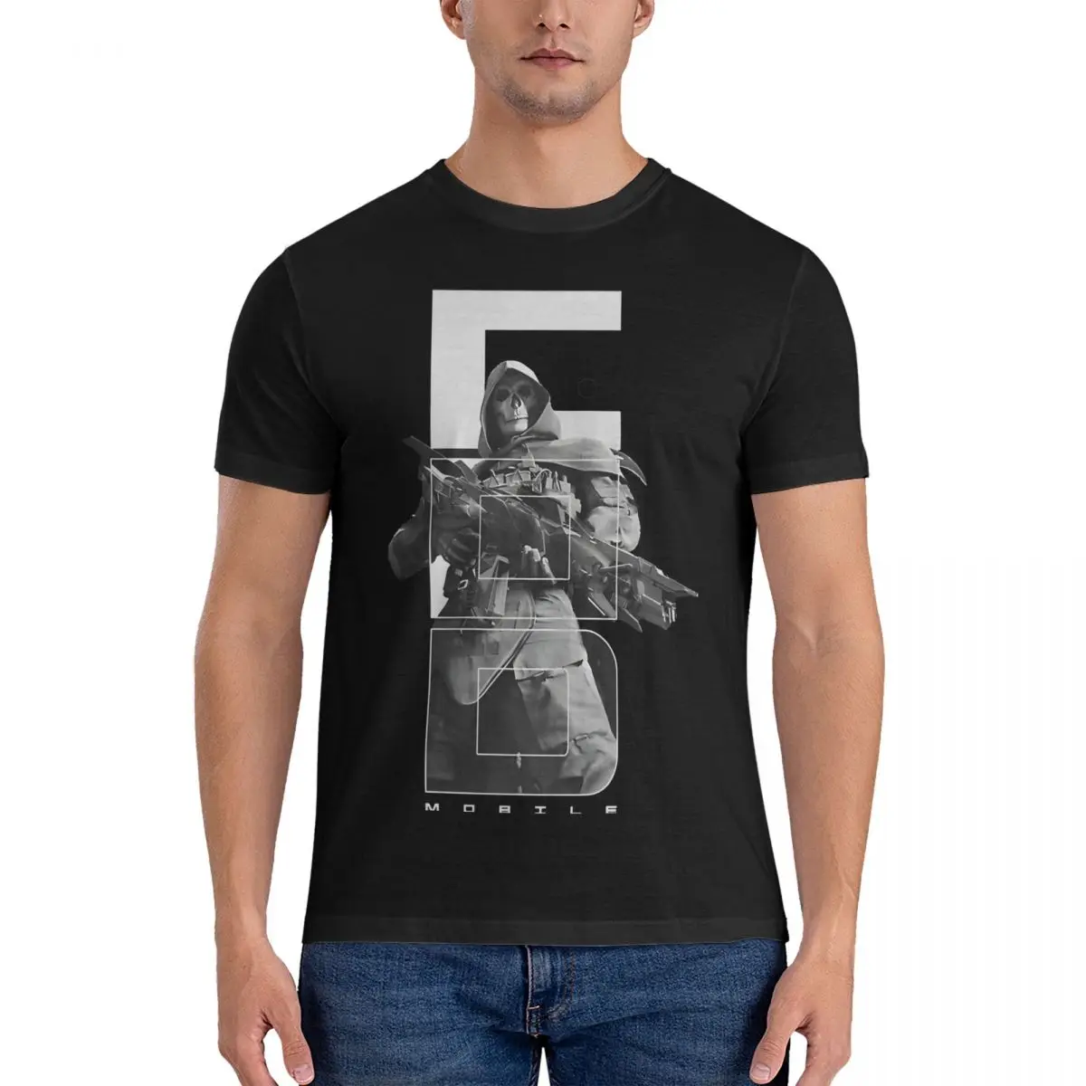 Azrael Futuristic Art T-Shirt Men Ghost MW2 COD Calls Of The Duty Vintage Cotton Tees Round Neck Short Sleeve T Shirt