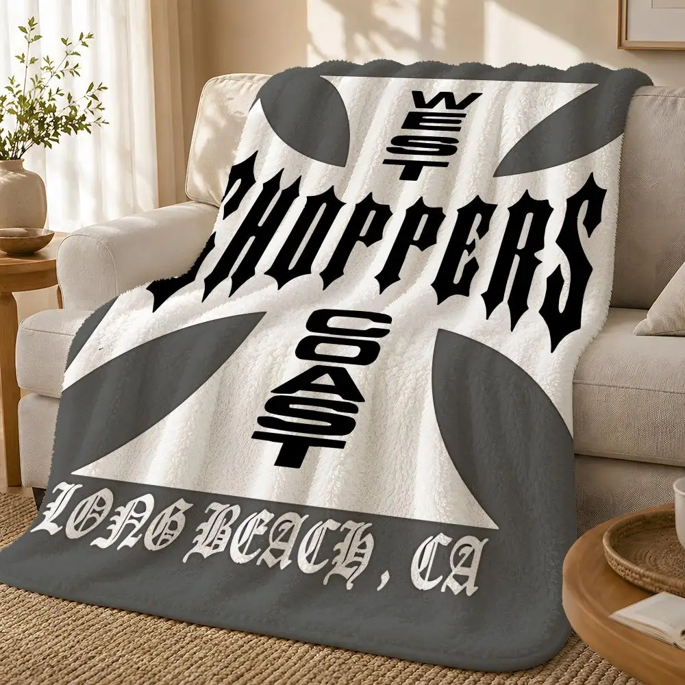 W-West Coast C-Choppers Throw 1pc Flannel Blanket Soft Lightweight Warm Cozy For Bedroom Sofa Bed