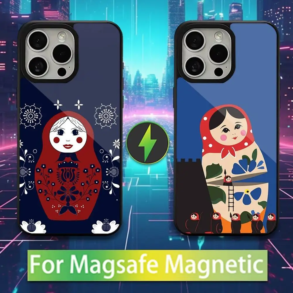

Dolls Art Matryoshka Phone Case For iPhone 16,15,14,13,12,11,Pro,Max,Plus,Mini,Magsafe,Magnetic Wireless Charging Case