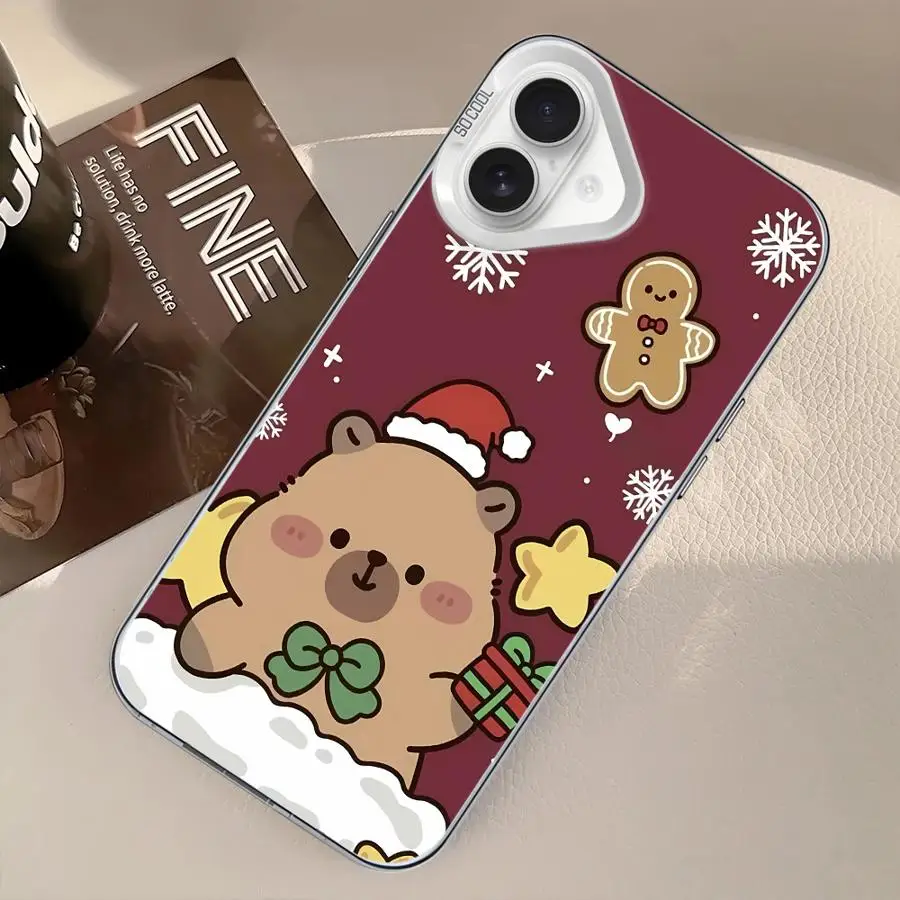 حافظة لهاتف آيفون 17Air 13 XS XR 15 Plus 11 12 14 16 17 Pro Max 16e عيد الميلاد كابيبارا كارتون