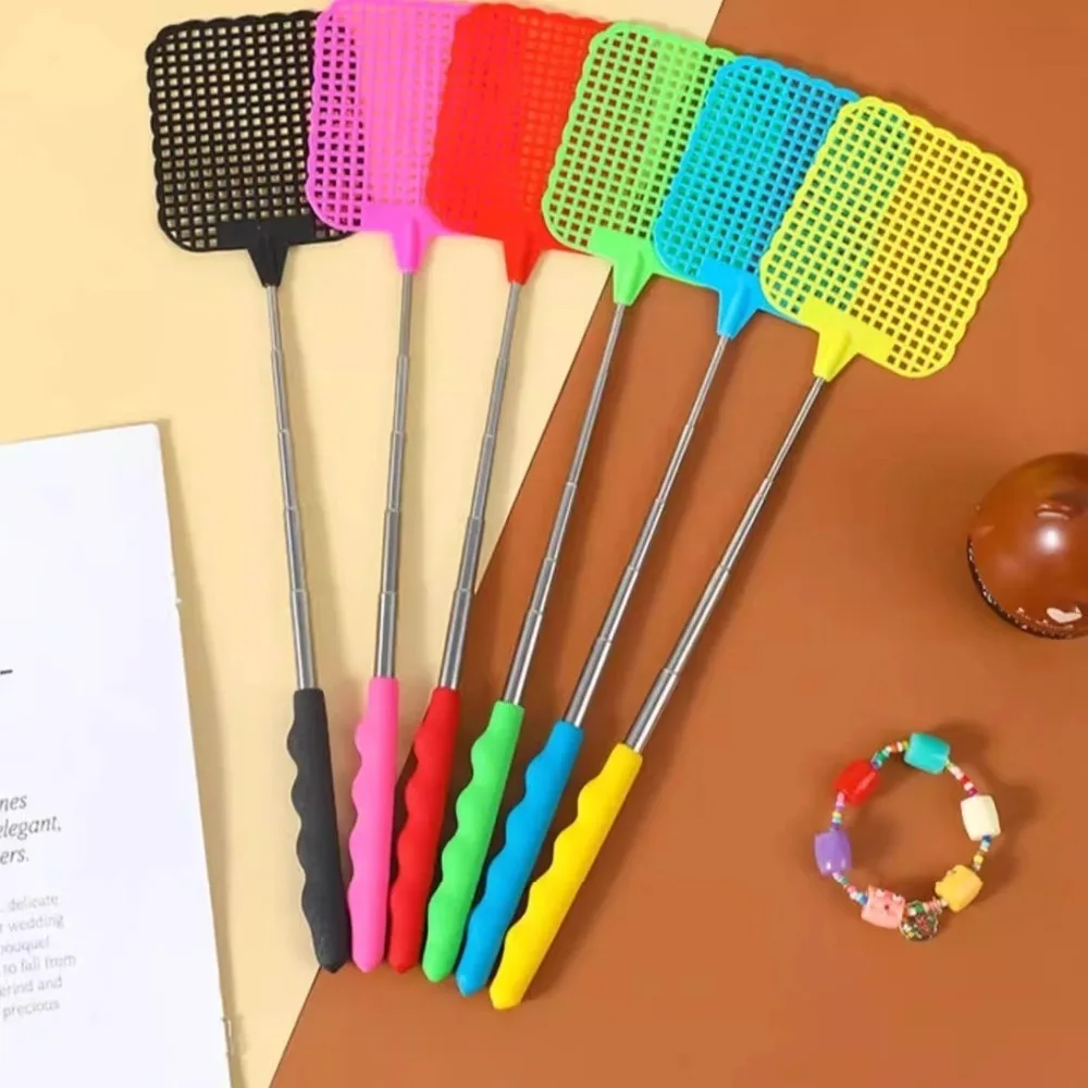 Manual Telescopic Fly Swatters With Long Pole Extend To 73cm Extendable Flyswatter Non-slip Handle Plastic Mosquito Swatter