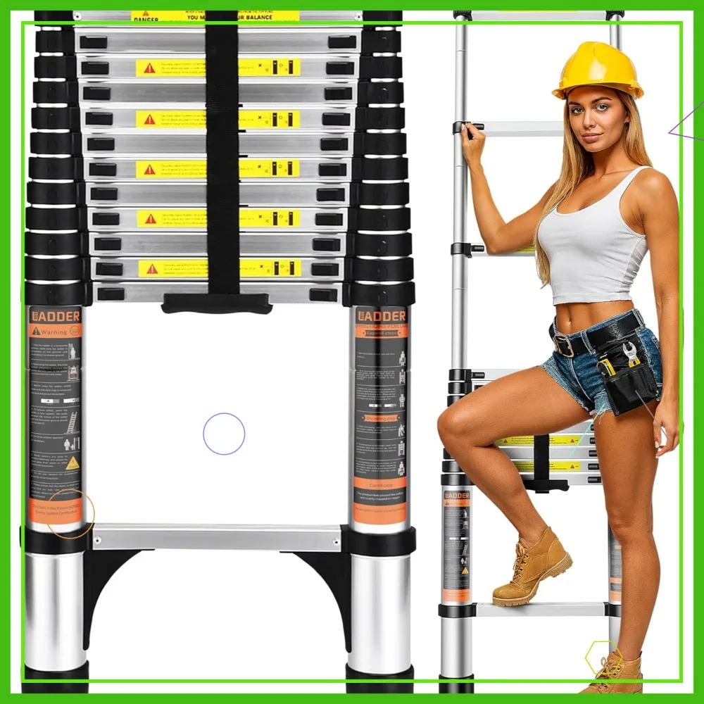 

Алюминиевая складная телескопическая лестница 12,5 футов, компактная портативная противоскользящая удлинительная лестница для крыши домашнего чердака RV